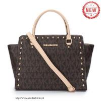 michael kors selma studded logo groot koffie bakken Online Goedkoop 77r6l642